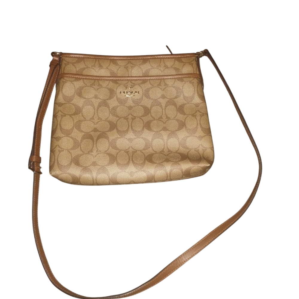 Brown signature coach bad crossbody-shoulderbag